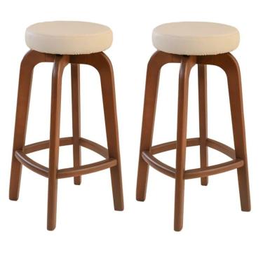 Imagem de Conjunto 2 Banqueta Bar Em Madeira Maciça Castanho
