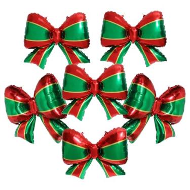 Imagem de Deermon Balões de laço listrados de Natal vermelho e verde, gravata borboleta jumbo Feliz Natal, balão de alumínio para chá de bebê, aniversário, casamento, ano novo, decorações de festa suprimentos