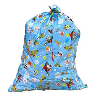 Imagem de Pensou Comprou Kit 10 Unidades Sacos De Presente Espaço Nave 70x50cm com Lacinho Plástico Festas Brindes Lembrancinhas Presentes Aniversário Eventos