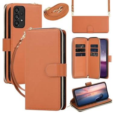 Imagem de Capa carteira para Samsung Galaxy A13 4G/5G com cordão ajustável e alça de pulso - Couro sintético durável e TPU, 9 compartimentos para cartão, fecho magnético, suporte, capa de proteção total à prova