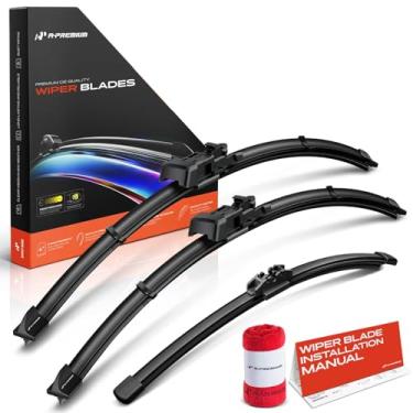 Imagem de A-Premium Lâminas de limpador de para-brisa com indicador de desgaste e toalha - Compatível com Ford Escape 2020-2024, Mustang Mach-E 2021-2024 - Conjunto de lâminas de limpadores dianteiros traseiros