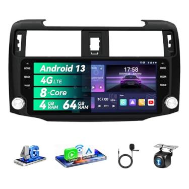 Imagem de Estéreo automotivo para Toyota 4Runner 2010-2019, 4GB RAM 64GB ROM Rádio Android, tela sensível ao toque de 10,4 polegadas, Apple CarPlay Android Auto, GPS, 4G LTE - Preto