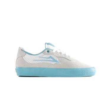 Imagem de Lakai Tênis de skate masculino Essex cano baixo, Camurça branca, azul-piscina, 40