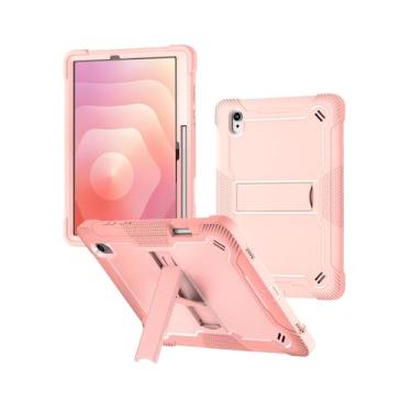 Imagem de Capa para tablet Samsung Galaxy Tab S11 de 11 polegadas, capa à prova de choque de 3 camadas WUNIAK com suporte e compartimento para caneta, parte traseira rígida de policarbonato e capa interna de