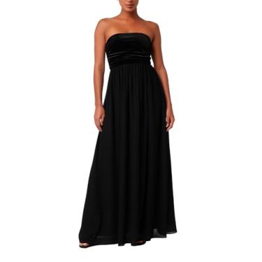 Imagem de Lulus Vestido feminino de veludo Briar sem alças, Preto, G