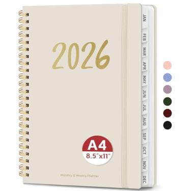 Imagem de Agenda 2026 – Agenda semanal e mensal, janeiro de 2026 a dezembro de 2026, encadernado em espiral, agenda 2026, bolso interno, perfeito para escritório, casa, material escolar – A4 (21,6 cm x 28 cm