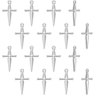 Imagem de 20 peças, pingente de adaga, espada, berloque, punk, brincos de aço inoxidável, pulseira, espada, berloque de metal para fazer joias DIY