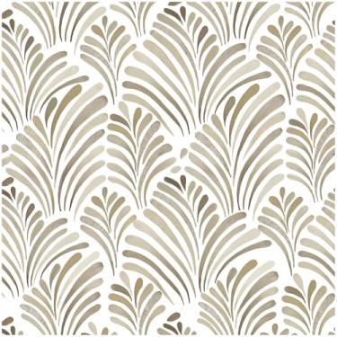 Imagem de Papel de parede autoadesivo moderno boho papel de parede autoadesivo removível 44 x 200 cm papel de parede floral para quarto papel de contato marrom para armários e gavetas rolo de vinil decorativo