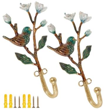 Imagem de 2 ganchos decorativos de parede, ganchos para pássaros, cabide de casaco, gancho vintage para pendurar na parede para chaves, toalhas, casacos, chapéus (estilo 3, 2)