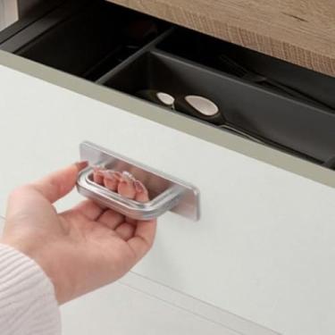 Imagem de Organizador de alça de guarda-roupa multifuncional puxador de plástico dispositivo auxiliar para portas janelas armários prata grande