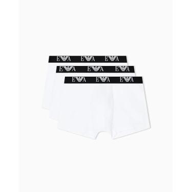 Imagem de Emporio Armani Calção masculino de jérsei de algodão elástico, pacote com 3, branco/branco, Branco/Branco., Large-XX-Large