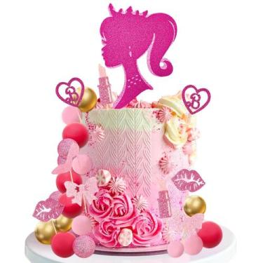 Imagem de Cake Topper MEMOVAN Hot Pink Girl Princess Theme Party 31 unidades
