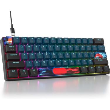 Imagem de Teclado mecânico para jogos Ussixchare 60%, RGB, Red Switch