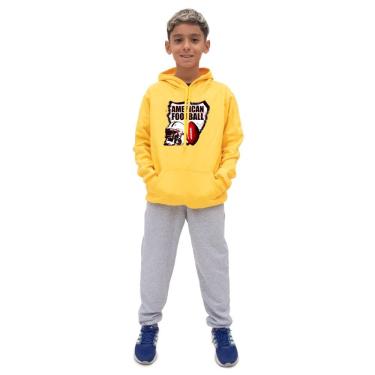 Imagem de Conjunto Moletom Infantil Menino Estampado Casaco de Frio Com Capuz e Calça Lisa Macia