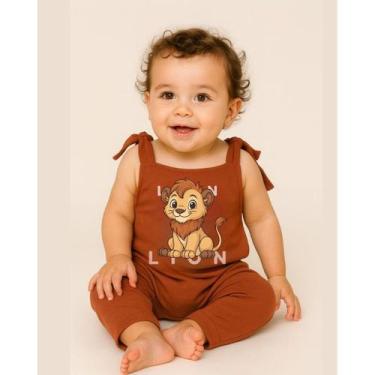 Imagem de Jardineira Longa Bebê Algodão 100%  Roupa Infantil Conforto com Estamp