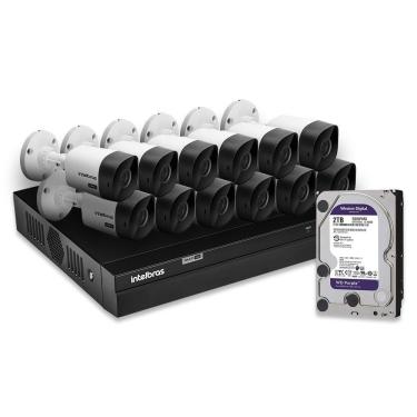 Imagem de Kit 12 Câmeras De Segurança Intelbras Full Hd 1080p Com Dvr Mhdx 1216 1080p Com Hd 2tb Purple