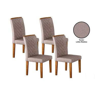 Imagem de Kit 4 Cadeiras Sala Jantar Jade 4 Un Capuccino Linho Bege Turim Rufato