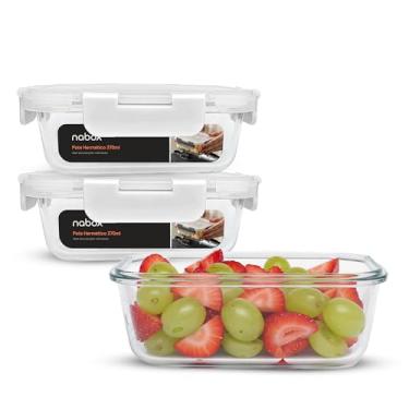 Imagem de 3 Potes De Vidro Herméticos Com Travas Mais Resistentes 370ml (Branco)