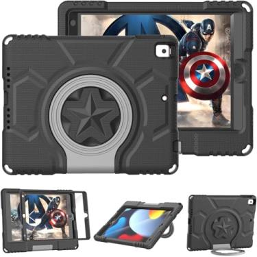Imagem de DICEKOO Capa infantil para iPad 9ª/8ª/7ª geração, 10,2 polegadas, versão 2021/2020/2019, com protetor de tela embutido, alça à prova de choque, capa infantil - preta