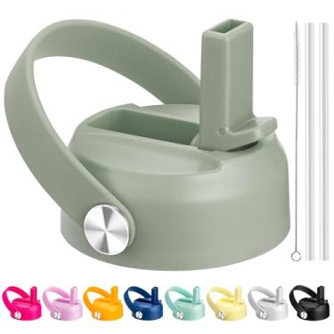 Imagem de Bluwing Tampa de canudo para Hydro Flask boca larga 32 1,134 g, tampas com canudo para Hydroflask 12 16 18 567.0 g garrafas de água de boca larga, tampa de canudo de substituição (Aloe