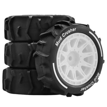 Imagem de JunZheHub Conjunto de 4 Rodas para RC Todo-terreno, Pneus de Reposição para RC Off-road, 2,8 X 1 Polegada, para Escala 1/14, Branco