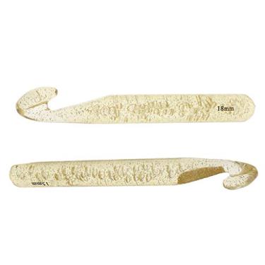 Imagem de Luzhengyang Conjunto de agulhas de crochê grossas - 2 peças cor dourada. Agulhas grandes de 15 mm e 18 mm para artesanato de tricô e crochê. Para tecer chapéus de cachecol. Kit de crochê perfeito para