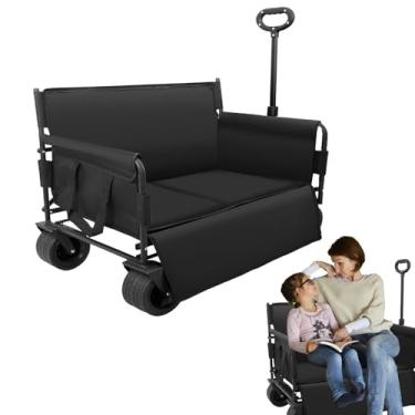 Imagem de Harnyles Wagon Bench Love Seat: vagão dobrável resistente - carrinho de praia de 226 kg com rodas grandes para acampamento na areia compras esportes