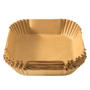 Imagem de Forro de papel para fritadeira a ar, 100 peças de papel pergaminho natural para fritadeira a ar, à prova de óleo, à prova d'água, pergaminho de grau alimentício para fritadeira a ar, vaporizador