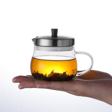 Imagem de Veitron Bule de chá de vidro de 200 ml com coador de aço inoxidável, bule pequeno para fogão, casa, escritório ou chá sozinho
