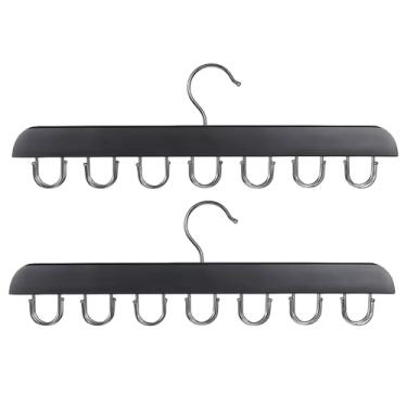 Imagem de LUMINFLY Pacote com 2 suportes de extensão de cabelo com 14 ganchos, prateleiras giratórias de 360°, cabides octogonais de madeira para salão de beleza e uso doméstico e portáteis