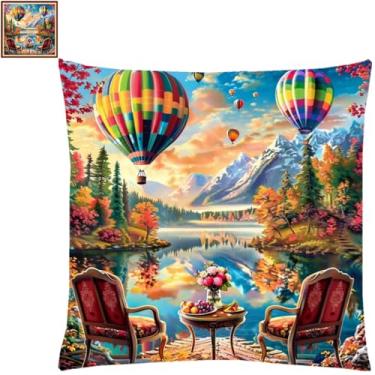 Imagem de Lovxvouy Kits de ponto cruz para adultos iniciantes - kit de ponto de agulha pré-impresso, kits de ponto cruz, kit de pontos cruzados, kit de pontos cruzados, kits de bordado, balão de ar quente de