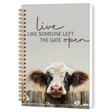 Imagem de TWRVI Caderno espiral para presentes de vaca, Farm House, Cottagecore, bovino, pautado na faculdade, material escolar, escritório, Live Like Someone Left The Gate Open Cadernos de diário 14 x 8,7 cm