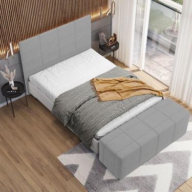 Imagem de Cabeceira Cama Box Queen 160 Cm Roma W01 Suede Cinza - Lyam