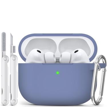Imagem de MCTOPZO Capa para AirPods Pro 3 2025 vem com kit de limpeza, capa protetora de silicone macio para Apple AirPods Pro 3ª geração com chaveiro, capa para AirPod Pro 3 para mulheres e homens - lavanda