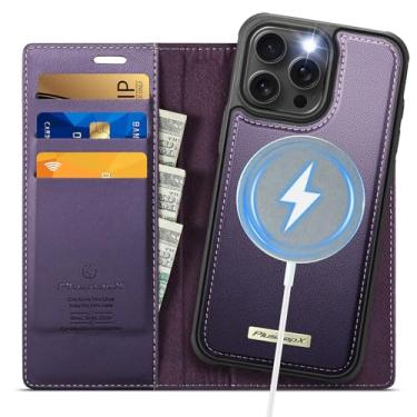 Imagem de PlusnapX Capa carteira para iPhone 13 Pro Max compatível com Magsafe, 2 em 1 couro PU flip com bloqueio de RFID, suporte para cartão, à prova de choque, capa magnética destacável para iPhone 13 Pro