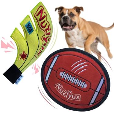 Imagem de Nuzlyux Brinquedos de pelúcia para cães: conjunto de futebol e banana, brinquedo de mastigar de longa duração para filhotes de dentição, brinquedos para filhotes para mantê-los ocupados, brinquedos de