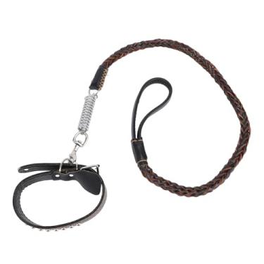 Imagem de AYNEFY Conjunto de Coleira para Cachorro, Mola de Absorção de Choque, Trela de Treinamento para Cães Médios e Grandes Com Couro PU, Excelente Durabilidade, Resistente à Mordida