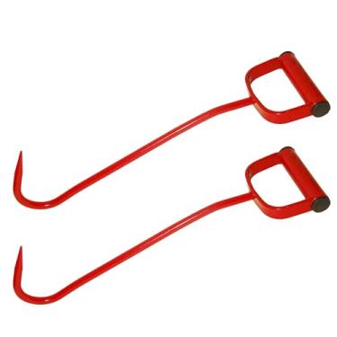 Imagem de Myskuasin Ganchos de feno vermelhos 47010600 de 43 cm - Ferramenta de movimentação de fardos resistente para cavalos, alimentação de gado, design de aço durável resistente à ferrugem com aderência