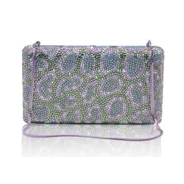 Imagem de Bestenda Bolsa de mão Leaprod de cristal para mulheres, formal, exclusiva, para casamento, animal, strass, festa noturna, Greenopal, Large