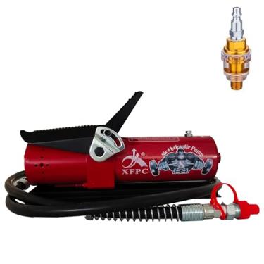 Imagem de Bomba hidráulica de ar 0,45 Gal 10.000 PSI Reservatório NPT 3/20.3 cm Saída de óleo, NPT 1/10.2 cm de entrada, bomba de pé hidráulica de ar feita de alumínio com lubrificador de linha de ar, vermelho