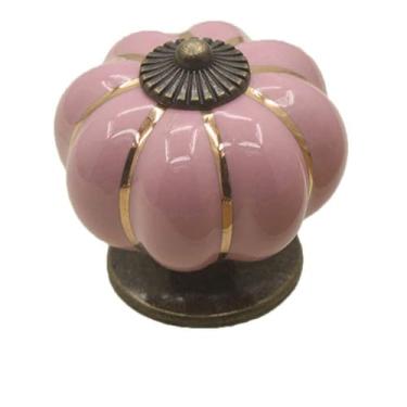 Imagem de Fafeicy Maçaneta de Porta de Abóbora de Cerâmica, Maçaneta de Gaveta Branca Marfim, Puxador Elegante para Armários e Guarda-roupas (Rosa)