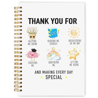 Imagem de WARDOS Caderno espiral Preppy Thank You Teacher Gifts 13 x 20 cm, diário de presentes de agradecimento ao professor, obrigado por me ajudar a crescer caderno para professores