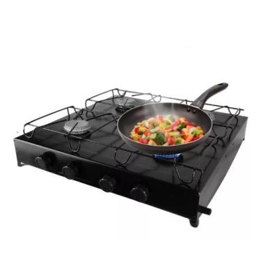 Imagem de Fogão 4 Bocas Fogareiro Baixa Pressão Preto Botijão de Gás Glp  - Mish
