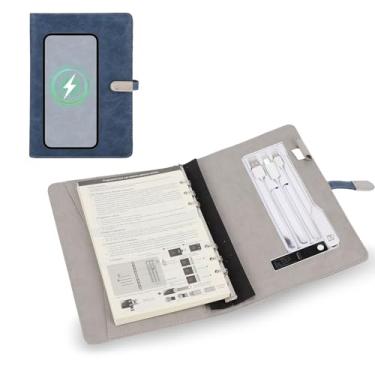 Imagem de VBESTLIFE Planner 2025-2026, Notebook Personalizado Com Banco de Potência e Carregador Sem Fio de 15 W, Diário de Viagem Com Luz Noturna, Fichário, para Escola