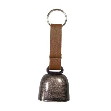 Imagem de harayaa Sino de urso alto, alerta para animais selvagens, chaveiro multifuncional em couro PU com alça para transporte de animais, sino anti-perda para, Bronze Vermelho