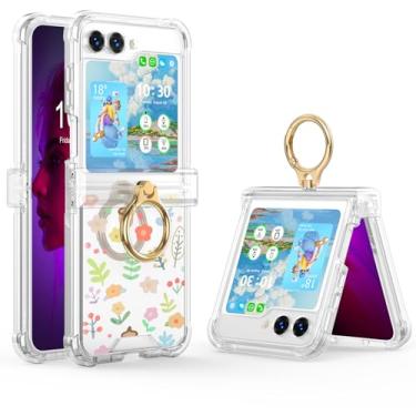 Imagem de DAKORIE Capa transparente para Samsung Galaxy Z Flip 6 com anel flor capa protetora para Galaxy Z Flip 6 2024 5G para mulheres meninas - A