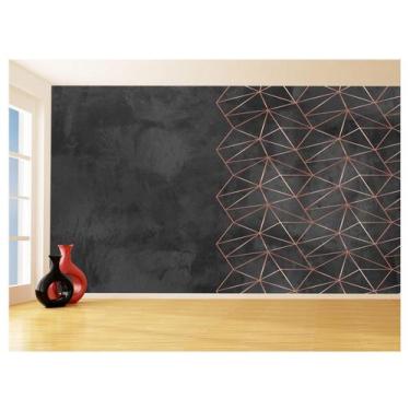 Imagem de Papel De Parede 3D Concreto Linhas Dourado Rose 3,5M Kkt236 - Você Dec