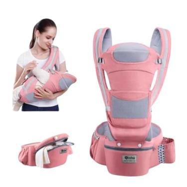 Imagem de Banco De Cintura Para Bebê Bolsa Canguru Bebe Ergonomico Passeio Mochila Infantil Alça De Transporte Multifuncional Adequado Para 0-36 Meses (Rosa)