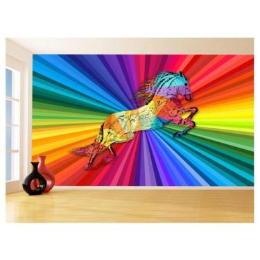 Imagem de Papel De Parede 3D Animais Pop Art Cavalo Cores 3,5M Pxa317 - Você Dec