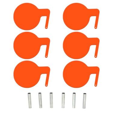 Imagem de lukar Alvos de aço para tiro, 6 peças AR500 Dueling Tree Targets, 15.2 cm x 3/20.3 cm alvos de tiro DIY reativos com tubos para treinamento ao ar livre (laranja)
